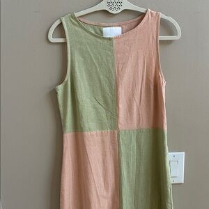 Rita Row Yoko Maxi Dress in Peach and Green Colorblock Size Small